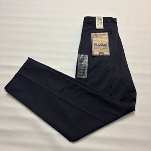 Dockers Pants Khaki Mens 33X32 Navy Blue Pleated Straight Chino Classic NWT